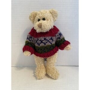 Vintage Chrisha Plush Teddy Bear Jointed‎ Burgundy Sweater 1988 Grandmacore
